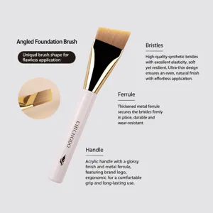 Professional angled foundation brush with soft fibers for smooth and flawless makeup application.