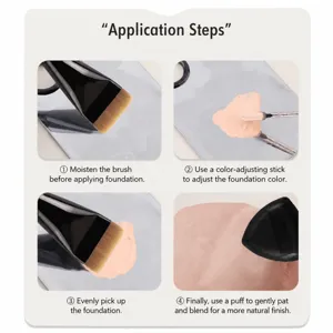 Platte foundation brush set met palet en spons voor gladde make-up, handige tool voor beginners.