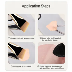 Professional flat bevel foundation brush set with palette and puff for flawless makeup application.