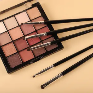 Ensemble de pinceaux de maquillage professionnels avec palette de fards à paupières.