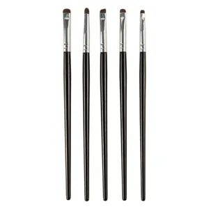 Lot de 5 pinceaux maquillage manche noir fard à paupières détail outil beauté pro