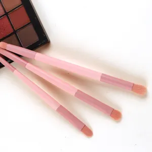 Pink dual-ended makeup brushes set for precise blending, shading and concealer use.