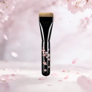 Kirschblüten Flach Foundation Pinsel Synthetikfaser Holzgriff Flüssige Foundation Gesicht Make-up Werkzeug Mit Box