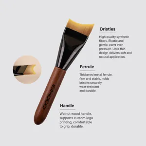 Mondsichel Foundation Pinsel mit Walnussholzgriff, weiches Synthetikhaar für makelloses Make-up.