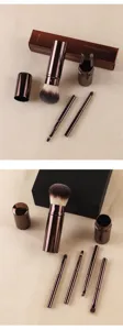 Portable retractable multi-functional makeup brush set with metal case for travel beauty.