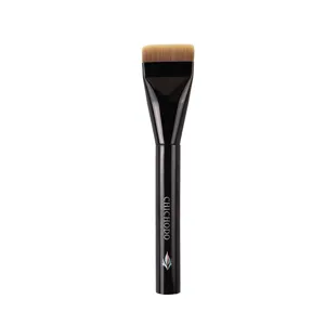 Flat foundation makeup brush with black handle for liquid makeup, flawless smooth face tool.
