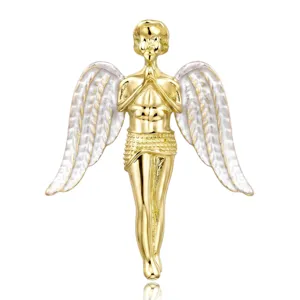 Angel Brooch Alloy Enamel Rhinestone Retro Praying Wings Corset Pin For Women Men Coat Cardigan Accessories Elegant Jewelry