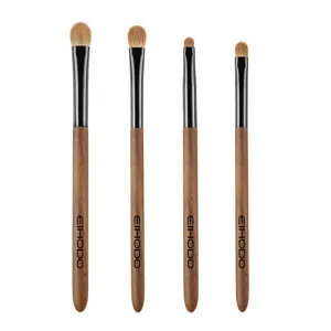 Juego de 4 brochas de maquillaje para ojos de madera de nogal, pinceles profesionales de sombras.
