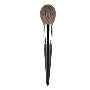 Professional oversized powder makeup brush with wooden handle and soft facial cosmetic bristles.