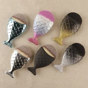Set de 6 brochas de maquillaje de cola de sirena coloridas, brocha plana de base para cara.