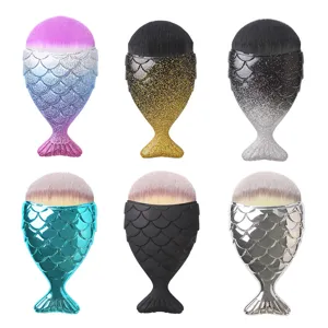 Set de brochas de maquillaje cola de sirena, brocha de base suave para aplicación cosmética perfecta.