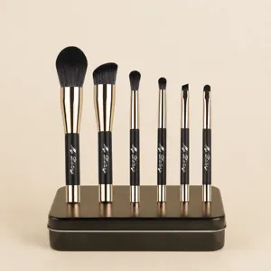 Set di Pennelli per Trucco Magnetici Portatili Con Scatola di Immagazzinaggio Fibra Sintetica Capelli Morbidi Pennelli Cipria Viso