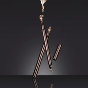Professional Double-Ended Retractable Lip Brush Portable Lipstick Blending Brush Aluminum Handle Makeup Tool for Precise Application