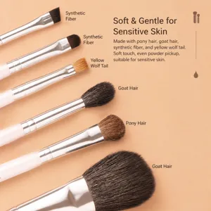 6 pcs pink makeup brush set soft goat pony hair blending eyeshadow brushes for beginners