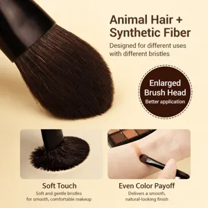Mini set di pennelli da trucco in pelo animale portatile viaggio fondotinta ombretto