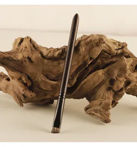 Chichodo angled eyebrow brush detail view, premium animal hair flat tip makeup brush.