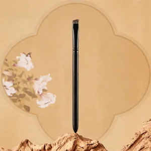 Professional Angled Eyebrow Brush Flat Blade Eyeliner Makeup Brush Animal Hair Wooden Handle Precise Eye Cosmetic Tool