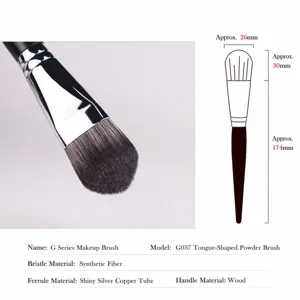 Professional makeup foundation brush with soft fiber hair and ebony wood handle for makeup.