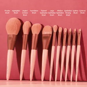 Professionelles 10-teiliges Make-up-Pinsel-Set mit rosa Griffen für makelloses Auftragen