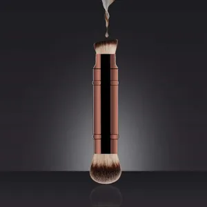 Dual End Portable Retractable Foundation Brush Metal Handle Synthetic Fiber Makeup Brush For Face Powder Blush Cosmetic Tool