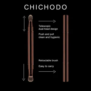 Dual-ended retractable makeup brush, versatile eyeshadow and concealer brush tool for travel.