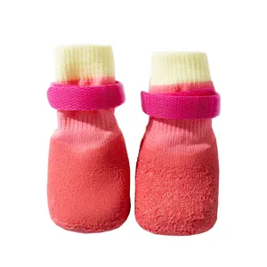 Dog Shoes Waterproof Non Slip Pet Paw Protectors Candy Color Knitted Socks For Small Dogs Cats Walking Outdoor