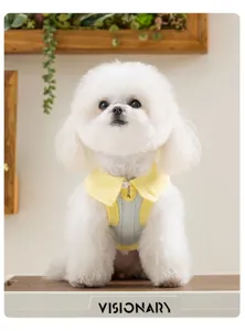 Chemise pour animal de compagnie printemps ete, col polo bicolore pour petits chiens et chats.