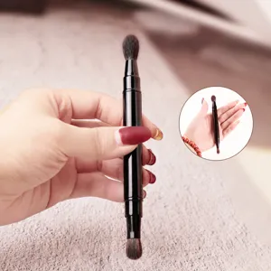 Multifunctional Double Ended Retractable Makeup Brush Portable Synthetic Fiber Eye Blending Eyeshadow Brush Beauty Tool