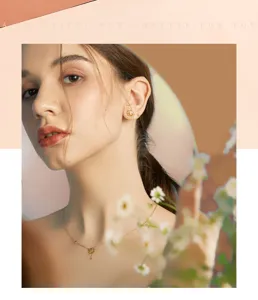 Ensemble collier et boucles d'oreilles fleurs en or, accessoire de mode élégant pour femmes.