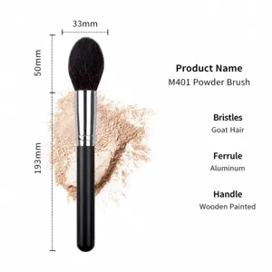 Pinceau poudre flamme professionnel avec poils d'animaux doux et manche en bois pour maquillage.