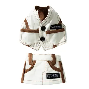Set gilet e gonna in denim per cani di piccola taglia, vestiti estivi carini per animali.
