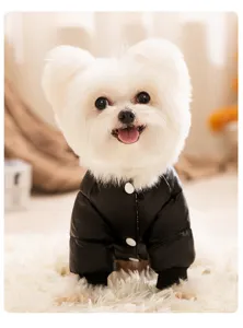 Gefütterte schwarze Winter Hundejacke, warme Haustierkleidung für kleine Hunde und Katzen.