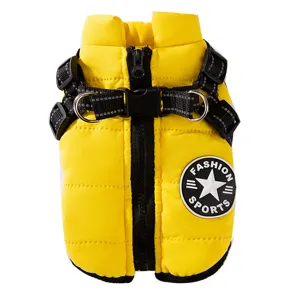 Warme winter honden vest jas met geïntegreerd tuigje, winddichte huisdier jas voor buiten.
