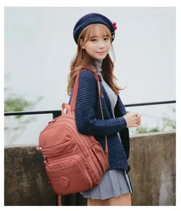 Detailed view of the casual waterproof nylon backpack, perfect for daily commuting and travel.
