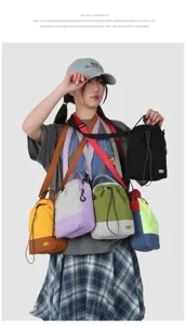Detail view of the new spring mountain style single shoulder crossbody bag, perfect for outdoor travel.