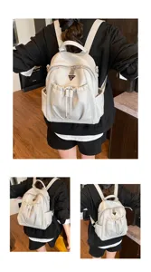 Casual PU leather backpack for women, large capacity travel daily use stylish daypack.
