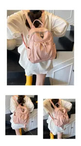 Stylish pink women's backpack with large capacity, perfect for casual travel and daily wear.