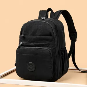 Black waterproof oxford cloth backpack for women casual stylish commute travel bookbag