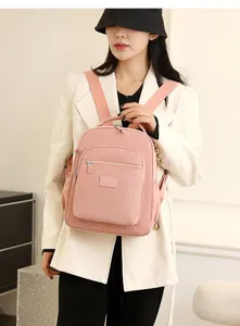 Casual nylon backpack detail view, lightweight student school bag and daily travel daypack.