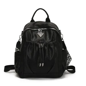 Large Capacity PU Leather Backpack Fashion Casual Travel Women School Bag Waterproof Wear Resistant Casual Daypack