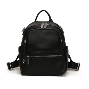 Women Fashion Casual PU Leather Backpack Multi-Pocket Travel School Bag Daily Urban Minimalist Solid Color Daypack