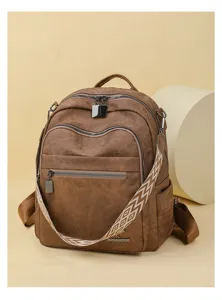 Women casual backpack multi-pocket lightweight travel daypack school bag stylish brown design