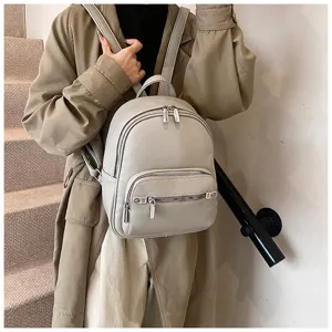 Women soft leather backpack casual stylish daypack multi pocket schoolbag travel bookbags