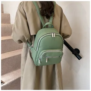 Stylish women backpack soft leather casual daily daypack chic green travel school bag 2025