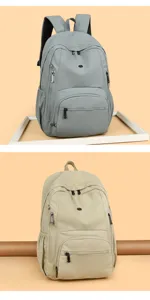 Zaino casual minimalista in tinta unita di grande capacità per studenti e uso quotidiano.