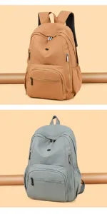 Zaino casual tinta unita grande capacità, elegante borsa scolastica per studenti.