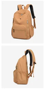 Vista dettagliata dello zaino casual monocolore con tasche e angoli laterali.
