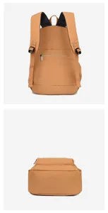 Zaino casual monocolore vista dettagliata, borsa scolastica capiente con tasca posteriore con zip.