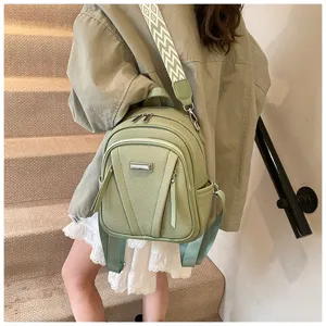 Women casual PU leather backpack stylish solid color daily daypack for travel school bag