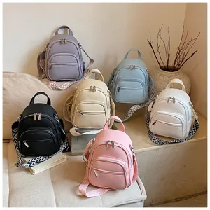 Women casual PU leather mini backpack stylish daily travel school daypack purse multi color